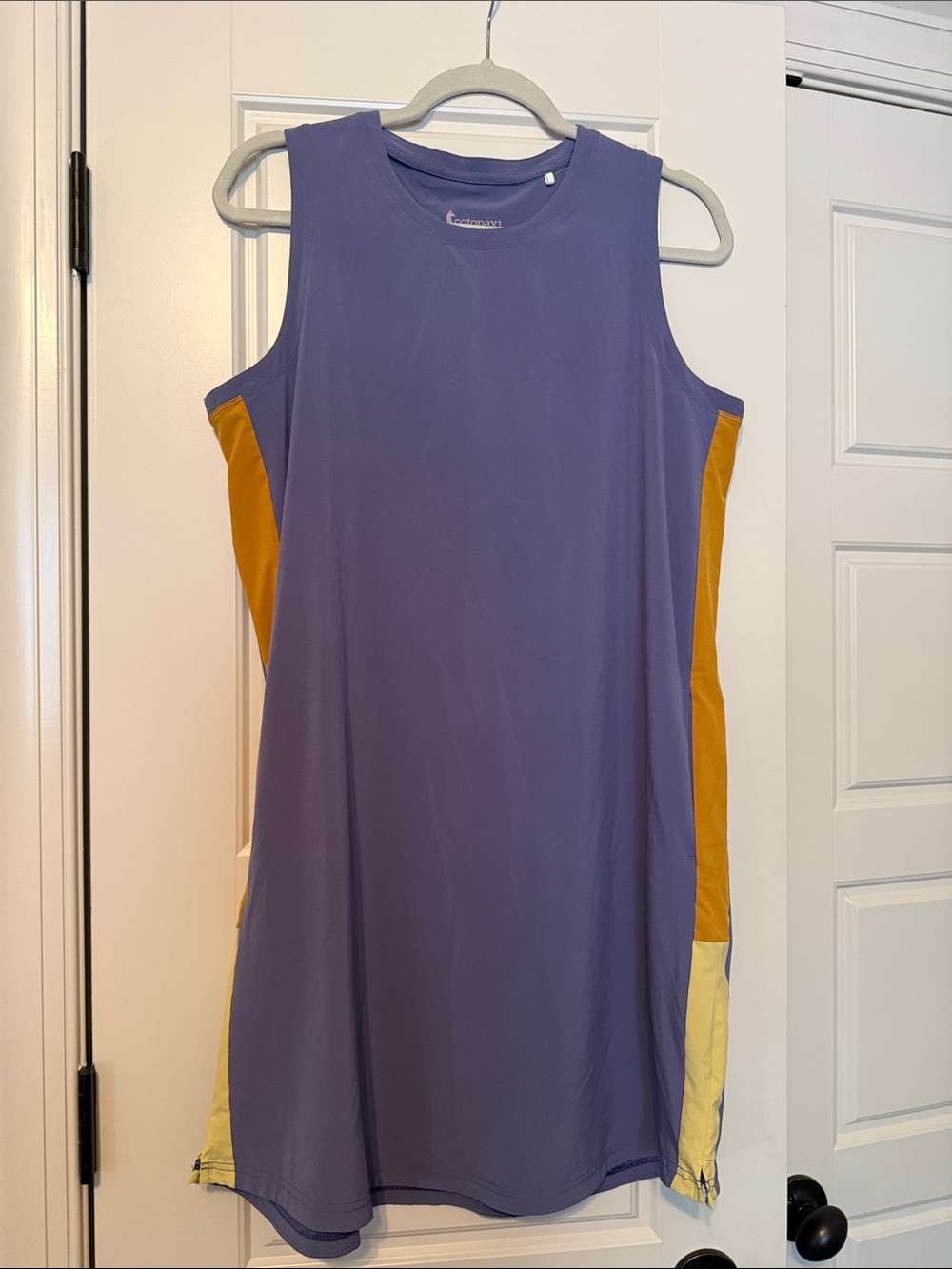 cotopaxi Purple Mini Dress with Yellow Side Panels